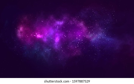 Vector cosmic illustration. Beautiful colorful space backdrop. Watercolor Cosmos background.