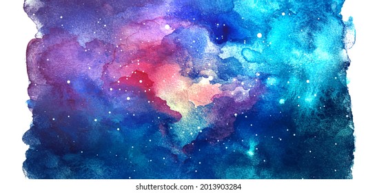 Vector cosmic illustration. Beautiful colorful space background. Watercolor Cosmos