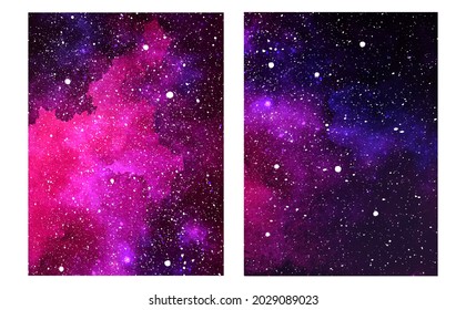 Vector cosmic illustration. Beautiful colorful space background. Watercolor