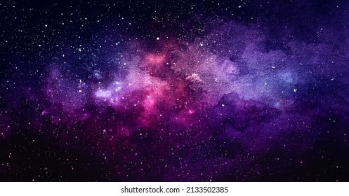 Vector cosmic illustration. Beautiful colorful space background. Watercolor Cosmos