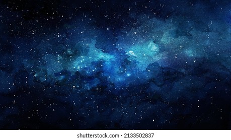 Vector cosmic illustration. Beautiful colorful space background. Watercolor Cosmos