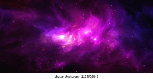 Vector cosmic illustration. Beautiful colorful space nebula background