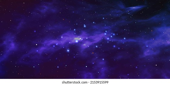 Vector cosmic illustration. Beautiful colorful space background. Watercolor Cosmos