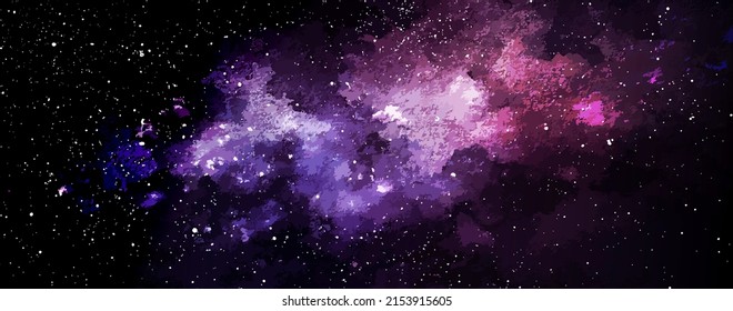 Vector cosmic illustration. Beautiful colorful space background. Watercolor Cosmos