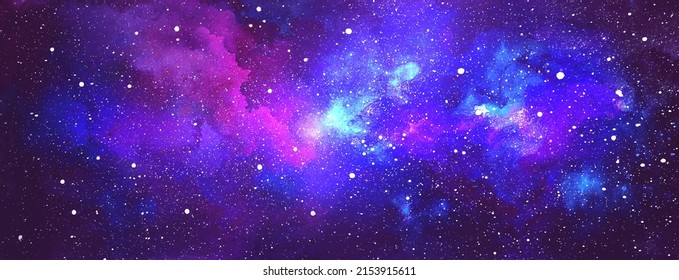 Ilustración cósmica vectorial. Hermoso fondo de espacio colorido. Cosmos de acuarela