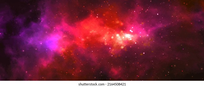 Vector cosmic illustration. Beautiful colorful space background. Watercolor Cosmos