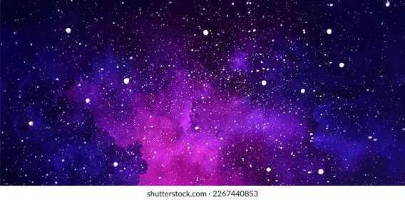 Vector cosmic illustration. Beautiful colorful space background. Watercolor Cosmos