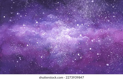 Vector cosmic illustration. Beautiful colorful space background. Watercolor Cosmos