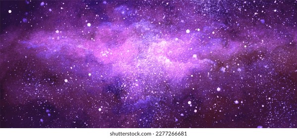 Vector cosmic illustration. Beautiful colorful space background. Watercolor Cosmos