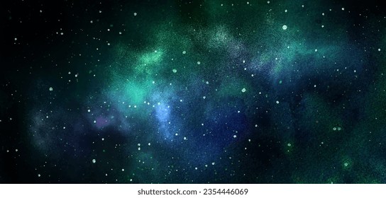 Vector cosmic illustration. Beautiful colorful space background. Watercolor Cosmos