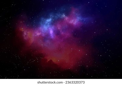 Vector cosmic illustration. Beautiful colorful space background. Watercolor Cosmos
