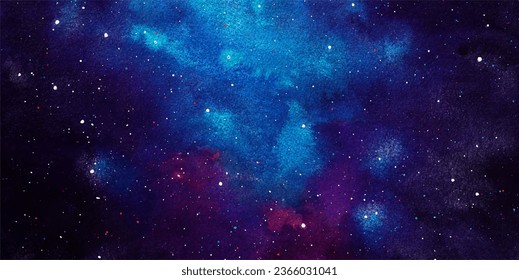 Vector cosmic illustration. Beautiful colorful space background. Watercolor Cosmos