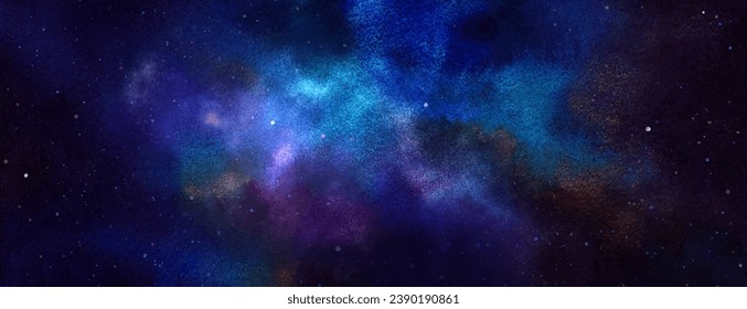 Vector cosmic illustration. Beautiful colorful space background. Watercolor Cosmos