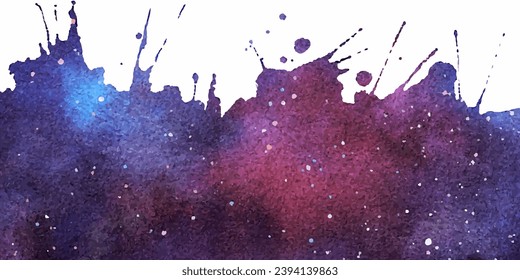 Vector cosmic illustration for border. Beautiful colorful space background. Watercolor Cosmos