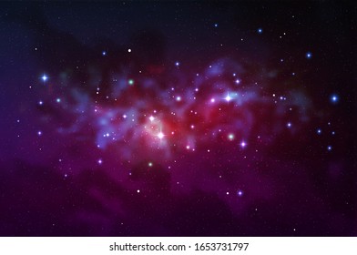 Vector cosmic illustration. Colorful space background with stars