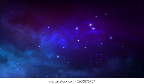 Vector cosmic illustration. Colorful space background with stars