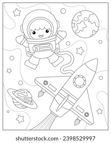 Vector. Cosmic set. Coloring book for children and adults