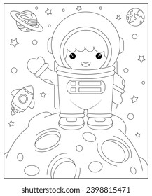 Vector. Cosmic set. Coloring book for children and adults