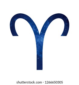Vector. Cosmic simple zodiac sign Aries on a white background. Detailed stylish icon for cards. Modern style drawing