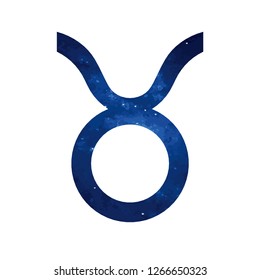 Vector. Cosmic simple zodiac sign Taurus on a white background. Detailed stylish icon for cards. Modern style drawing