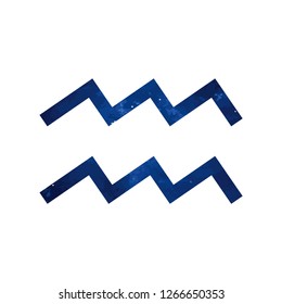 Vector. Cosmic simple zodiac sign Aquarius on a white background. Detailed stylish icon for cards. Modern style drawing