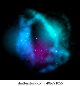 Vector cosmic stardust cloud. Strafield nebula mist. Bright constellation of stars in shining galaxy.