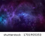 Vector cosmic watercolor illustration. Colorful space background with stars