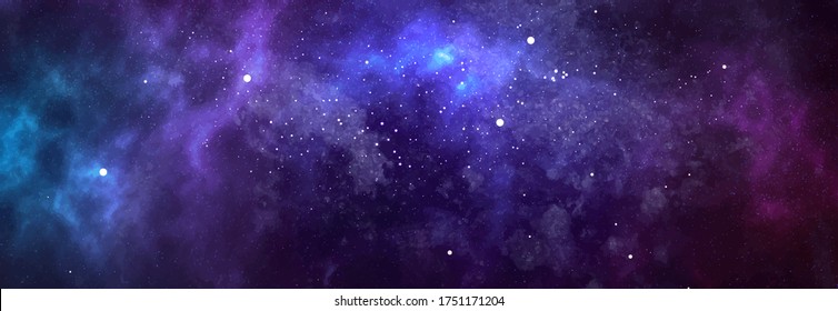 Vector cosmic watercolor illustration. Colorful space background with stars - Shutterstock ID 1751171204