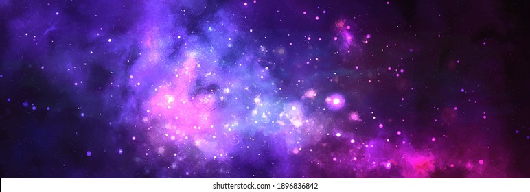 Vector cosmic watercolor illustration. Colorful space background