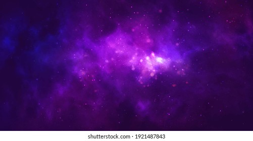 Vector Cosmic Watercolor Illustration. Colorful Space Background