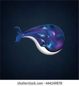 Vector cosmic whale isolated 