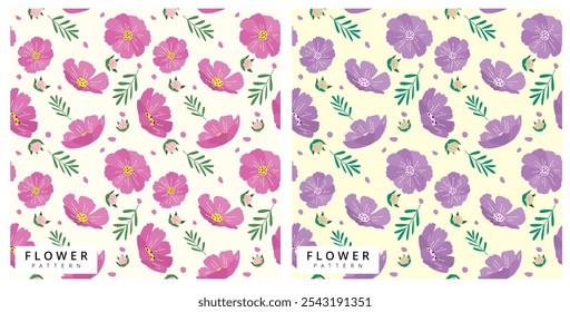 vetor cosmos flor padrão projeto de fundo, padrão sem costura, design plano