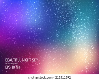 Vector cosmos illustration with stars and galaxy. Space starry background with deep blue dark colors, galaxy, Milky way clouds on it. Space galaxy vector background. Constellation abstract background