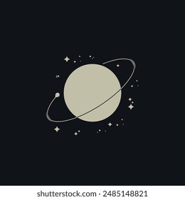 A vector of cosmos, planet in space, comet circling the sky, minimalist element vector of space, Jupiter isolated icon