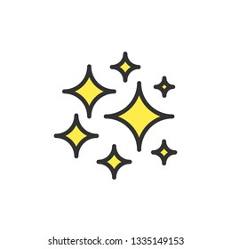 Vector cosmos stars flat color line icon.