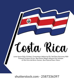 Vector Costa Rica flag banner Costa Rica flag Vector illustration design Costa Rica independence day banner design 