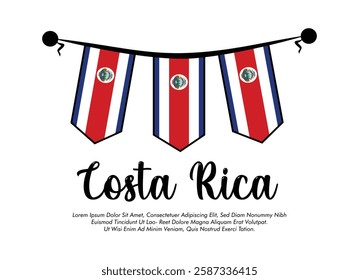 Vector Costa Rica flag banner Costa Rica flag Vector illustration design Costa Rica national day banner design 