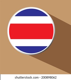 Vector - Costa Rica flag button icon with long shadow 