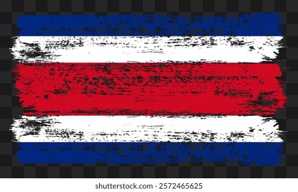 Vector Costa Rica flag in grunge style on transparent background