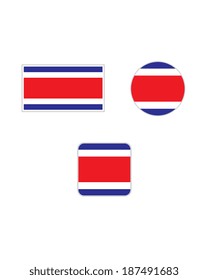 Vector Costa Rica Flag and Icon Set