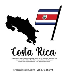 Vector Costa Rica flag or map banner Costa Rica flag with white background Vector illustration design Costa Rica independence day banner design 