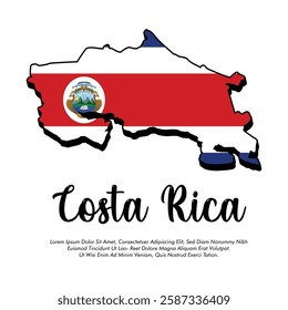 Vector Costa Rica flag or map banner Costa Rica flag with white background Vector illustration Costa Rica independence day banner design 