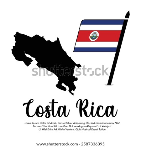 Vector Costa Rica flag or map banner Costa Rica flag with white background Vector illustration design Costa Rica independence day banner design 