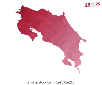 Vector of Costa Rica map red polygon triangle mosaic with white background. style gradient.