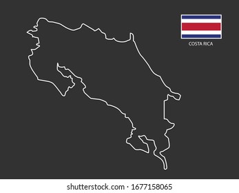 vector Costa rica map thin line style.