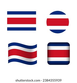 Vector Costa Rica National Flag Icons Set