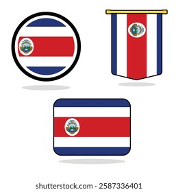 Vector Costa Rica set of flag banner Costa Rica flag with white background Vector illustration design Costa Rica independence day banner design