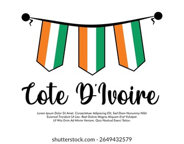 Vector cote d'ivoire Flagge Banner cote d'ivoire Flagge Vektor Illustration Design cote d'ivoire National Day Banner Design 