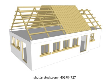 vector cottage bilding house on white background 