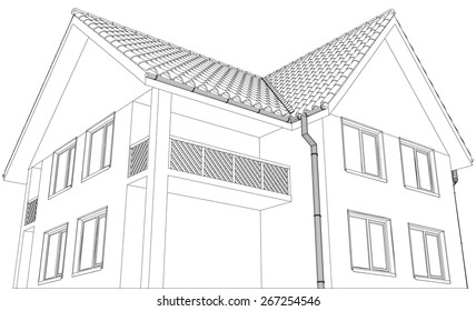 Vector cottage on the white background. Illustration created of 3d. EPS 10